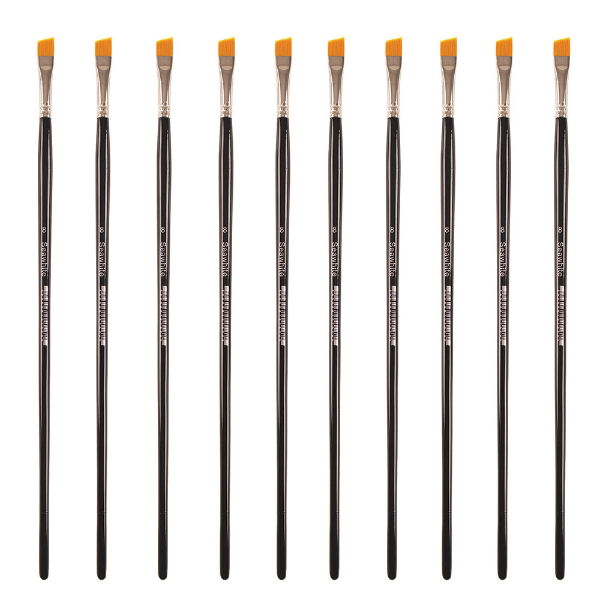 Golden Synthetic Angled - Size 8 - Value Pack of 10 brushes BSYSA8P