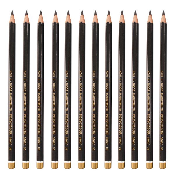 12 Coloured Polycolor Pencils - Black DACPEN12B