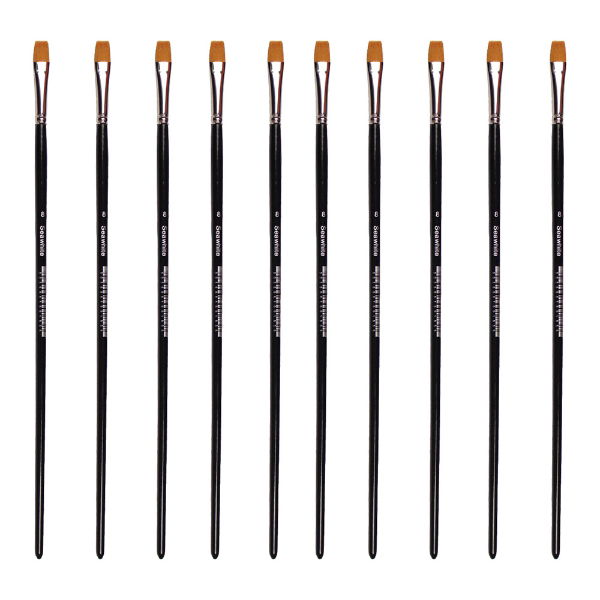 Golden Synthetic Brush - Flat Size 8 - Value Pack of 10 brushes BSYS8P