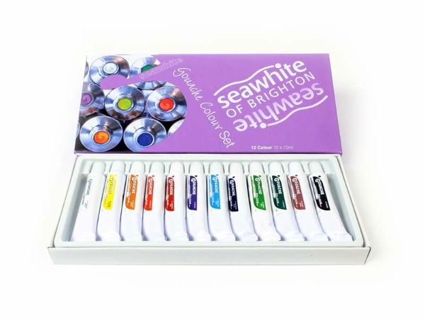 12x 12ml Seawhite Gouache Paint Tubes