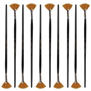 Golden Synthetic Brush - Fan 2 - Value Pack of 10 brushes BSYSF2P